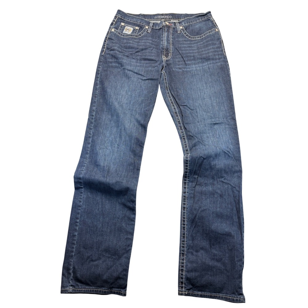 Cinch Mens Dark Wash Straight Leg Western Jeans Blue 35x38 White Label